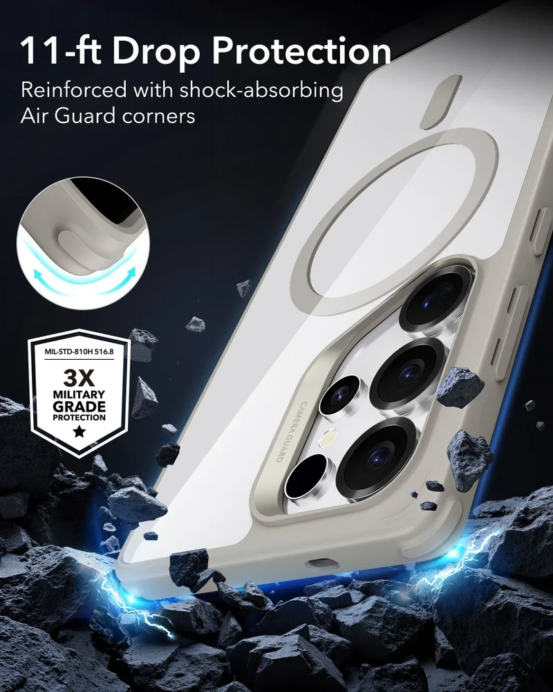 Galaxy S25 Ultra HaloLock Classic Hybrid Case - Clear Grey