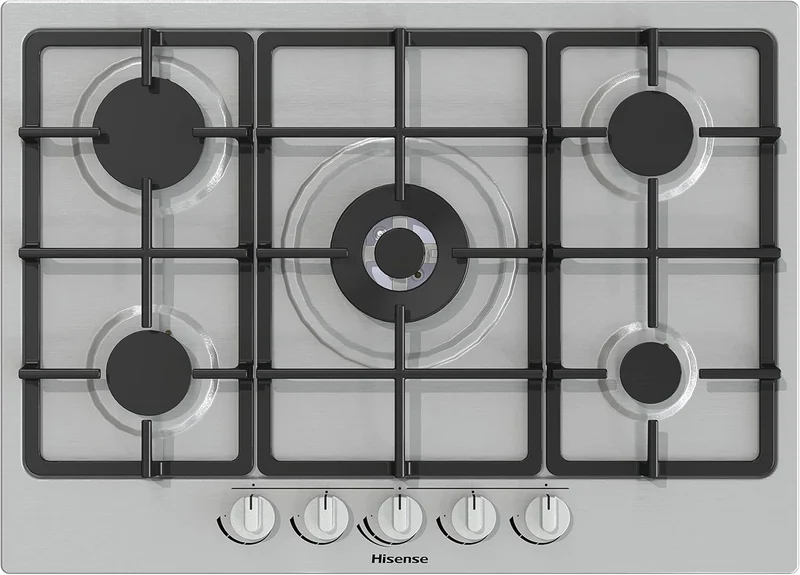 Piano Cottura a Gas Hisense GM773XF 70 cm Colore Inox 5 Zone Griglie In Ghisa