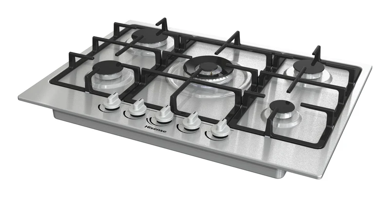 Piano Cottura a Gas Hisense GM773XF 70 cm Colore Inox 5 Zone Griglie In Ghisa
