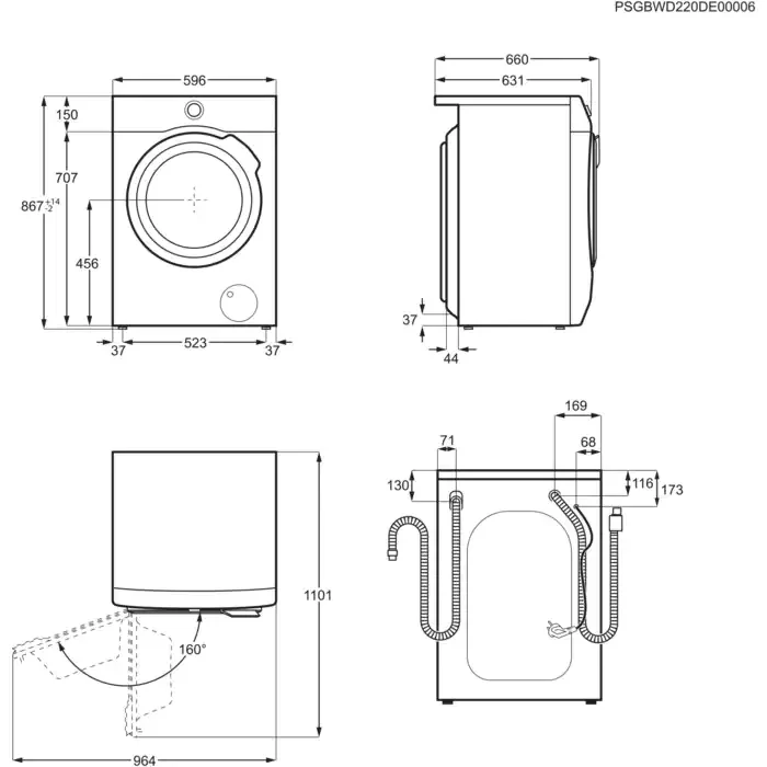 Lavasciuga Libera Installazione Caricamento Frontale AEG LWR9C166BB 10/6Kg Bianco Classe C