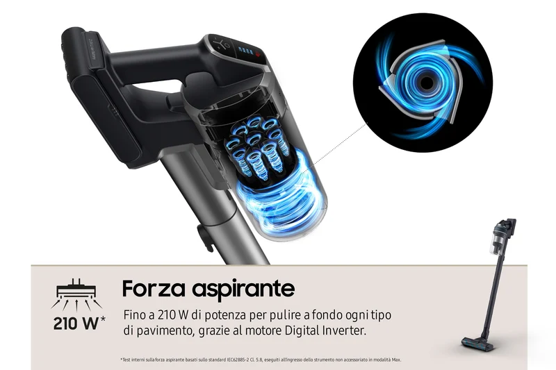 Aspirapolvere Senza Filo Samsung Jet™ 85 Complete 210W VS20C8524TB Nero, Blu