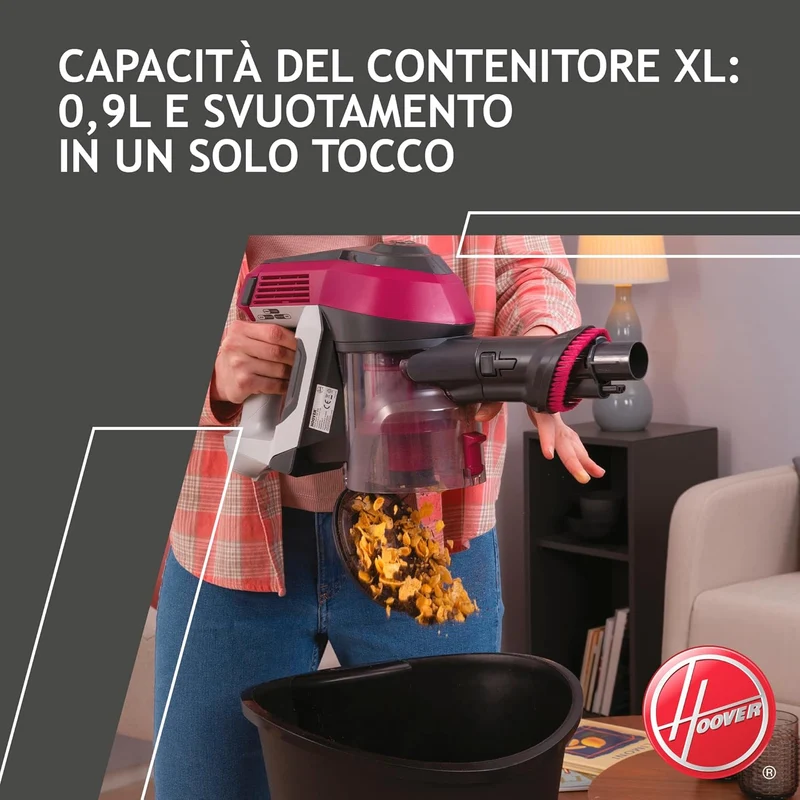Scopa Elettrica Senza Filo Hoover HF110P 011 170W 0,9 Litri Magenta