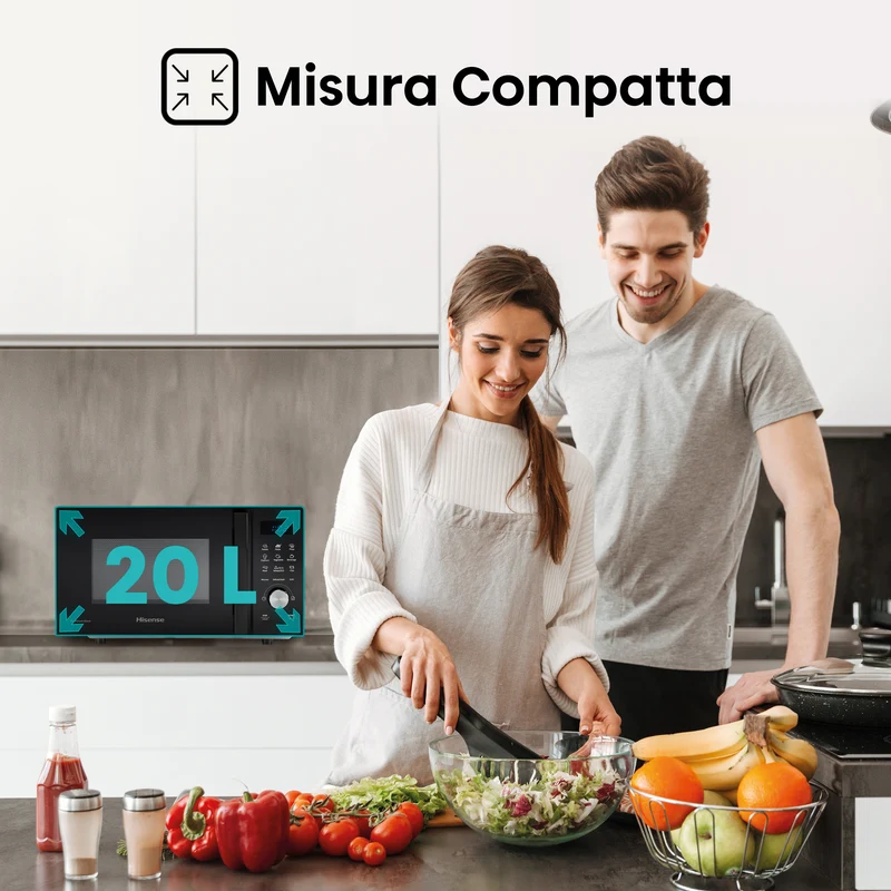 Microonde Grill Libera Installazione Hisense H20MOBSD1HG Nero 700 W (20L)