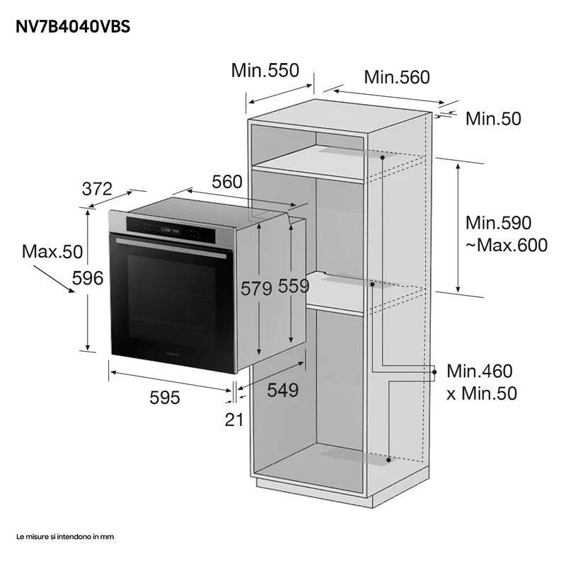 Forno Multifunzione Da Incasso Samsung NV7B4040VBS Serie 4 76L A+ Acciaio Inox