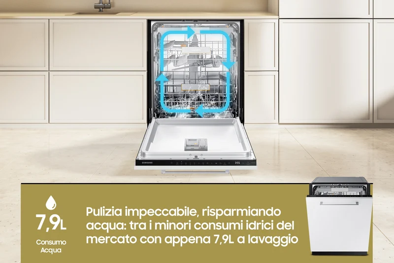 Lavastoviglie Da Incasso a Scomparsa Totale Samsung DW60CG880B00 Serie 8700 14 Coperti Classe A