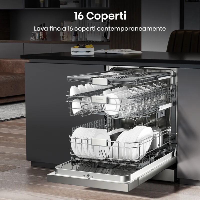 Lavastoviglie Libera Installazione Hisense HS643D90X 16 Coperti Classe D
