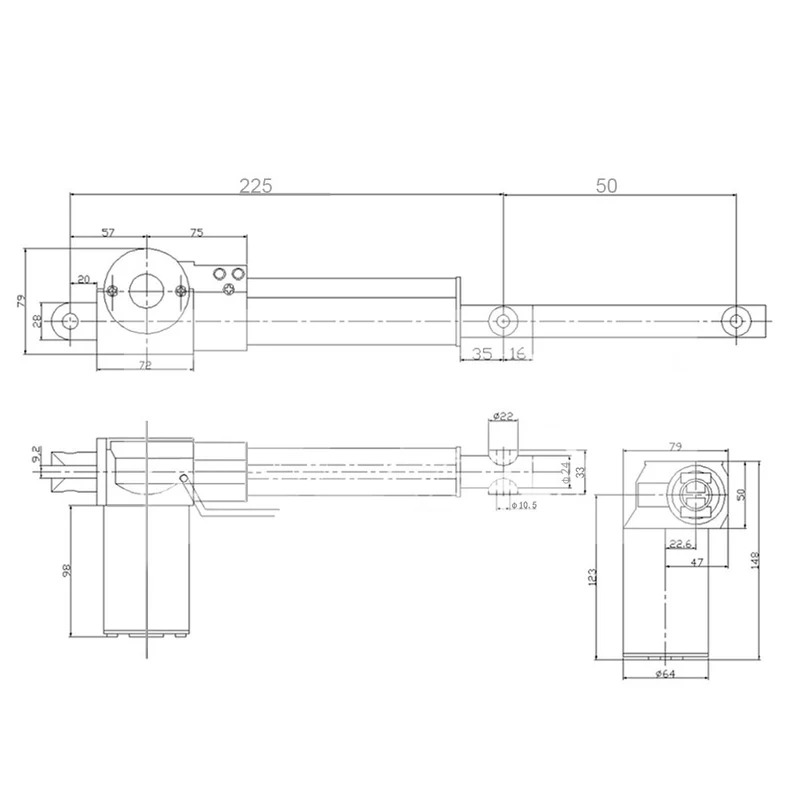 12V 24V Vérin électrique 6000N 600kg actionneur linéaire course 50mm (Modèle: 0041511)