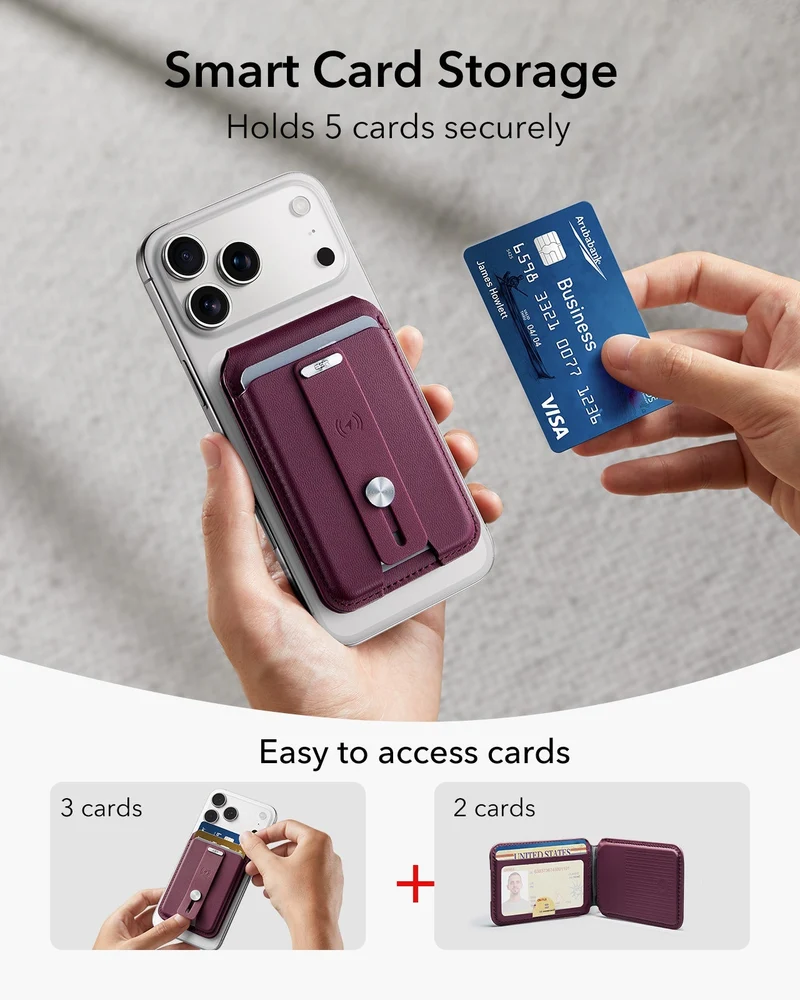 Geo Magnetic Wallet Stand (Grip) - Burgundy