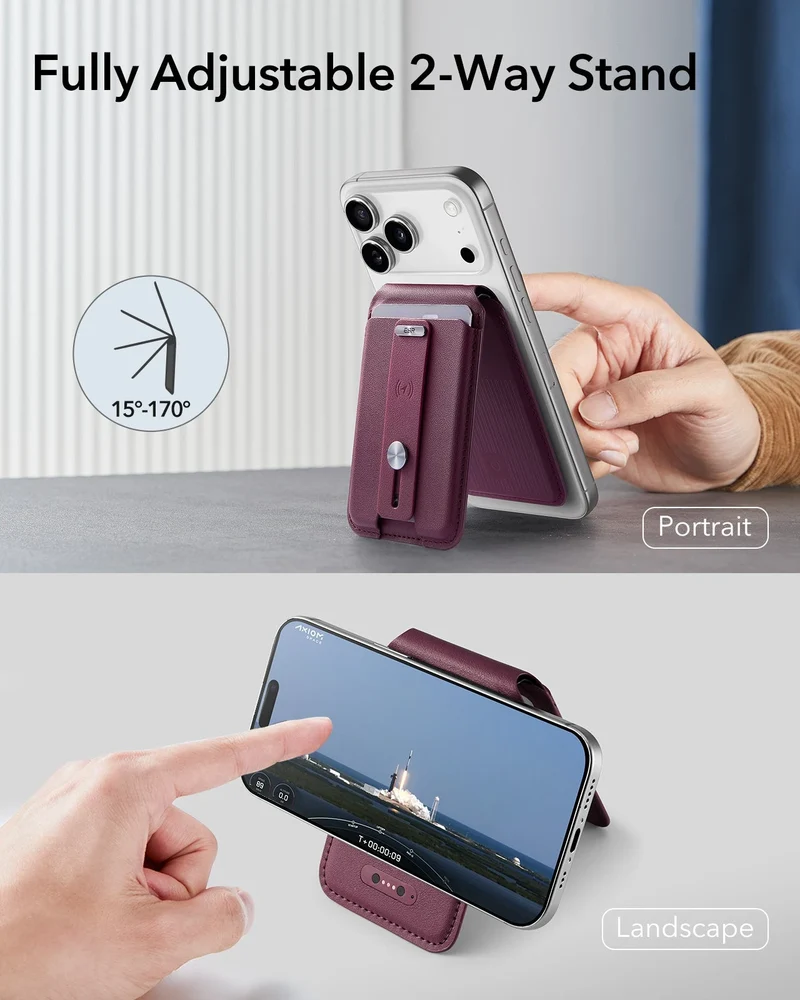 Geo Magnetic Wallet Stand (Grip) - Burgundy