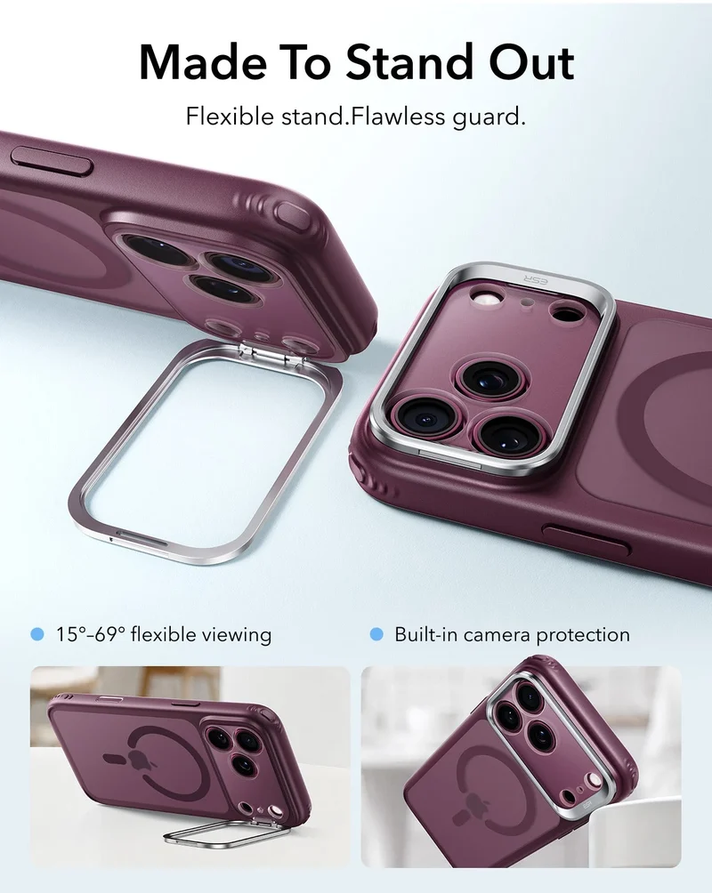 iPhone 18 Pro Max Bundle Classic Hybrid Magnetic Case with Camera Control and Flex Stand, Plus Armorite®️ Screen Protector - Frosted Deep Burgundy