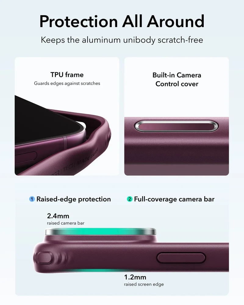 iPhone 18 Pro Bundle Classic Hybrid Magnetic Case with Camera Control and Flex Stand, Plus Armorite® Pro Screen Protector - Frosted Deep Burgundy