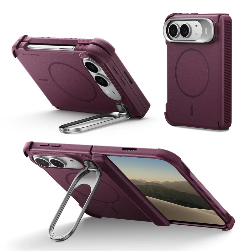iPhone Duo Cyber Tough Magnetic Case with Flex Stand - Deep Burgundy