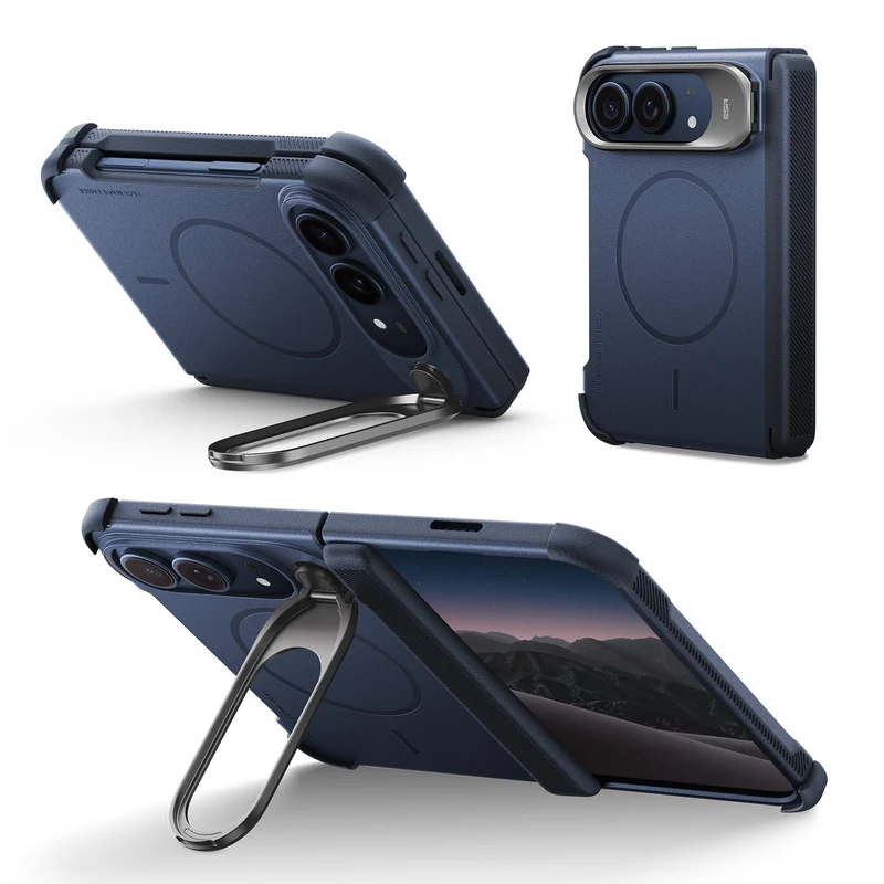 iPhone Duo Cyber Tough Magnetic Case with Flex Stand - Navy Blue