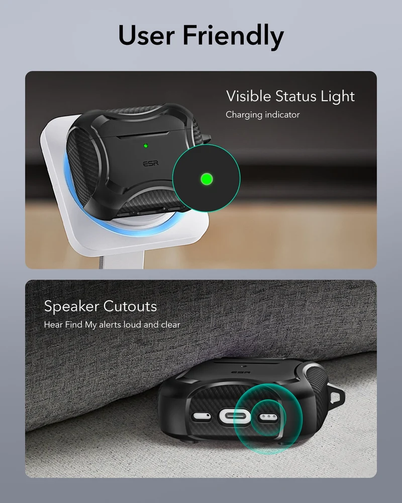 15W 3-in-1 Wireless Charging Station with CryoBoost (HaloLock) and AirPods Pro 3 Cyber Tough Case Bundle - Black - US Plug