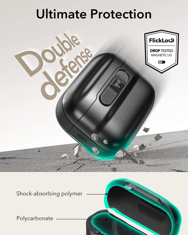 15W 3-in-1 Wireless Charging Station with CryoBoost (HaloLock) and AirPods Pro 3 Pulse FlickLock Case Bundle - Black - US Plug