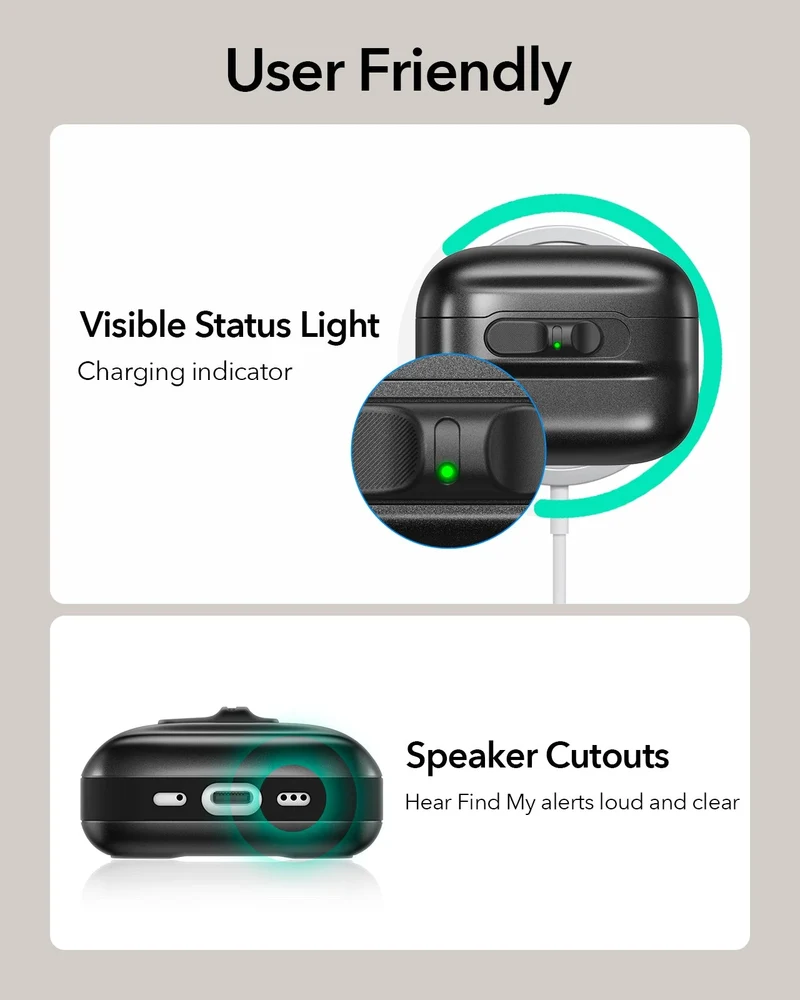 15W 3-in-1 Wireless Charging Station with CryoBoost (HaloLock) and AirPods Pro 3 Pulse FlickLock Case Bundle - Black - US Plug