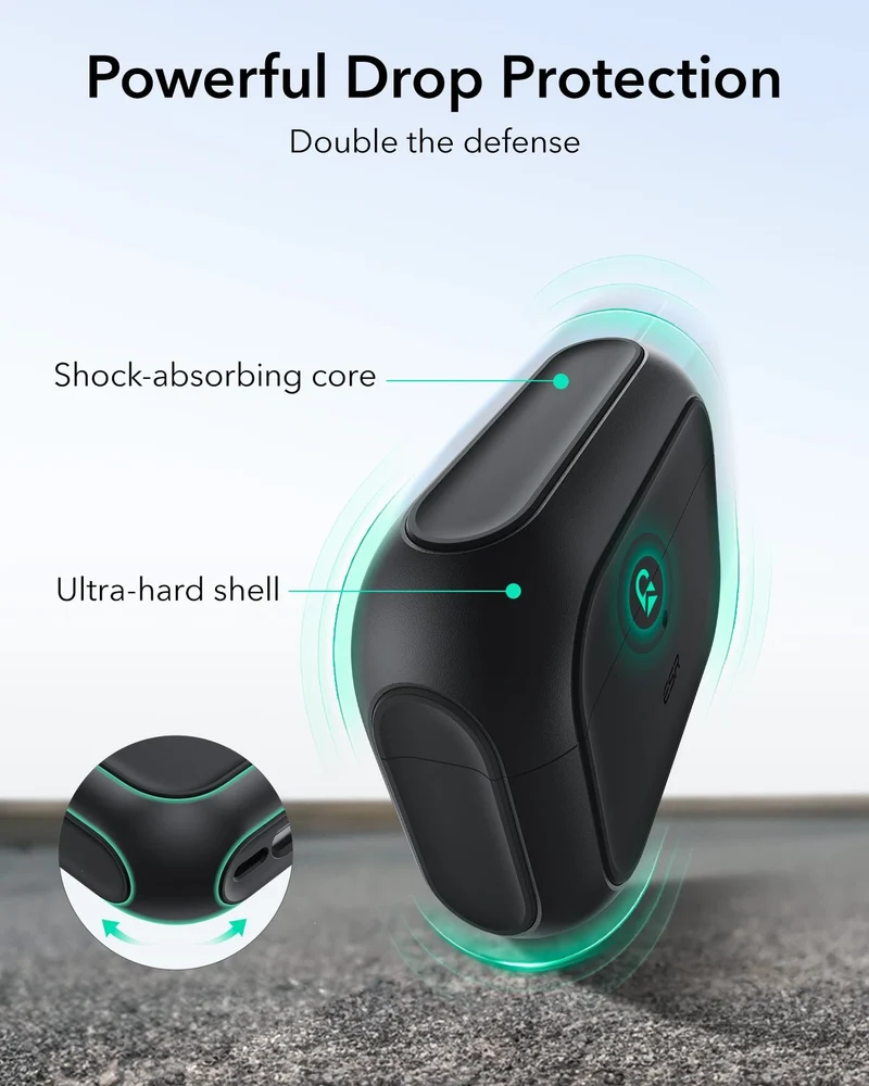 15W 3-in-1 Wireless Charging Station with CryoBoost (HaloLock) and AirPods Pro 3 Orbit Hybrid Case Bundle - Black - US Plug