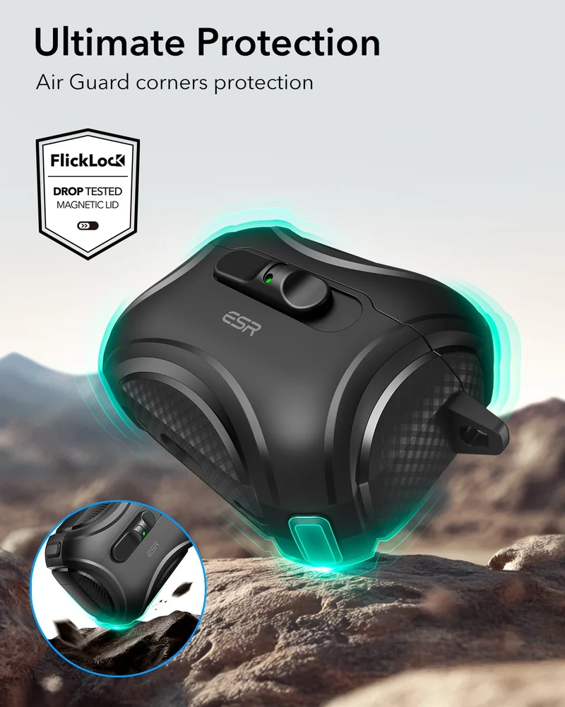 15W 3-in-1 Wireless Charging Station with CryoBoost (HaloLock) & AirPods Pro 3 Cyber FlickLock Case Bundle - Black - US Plug