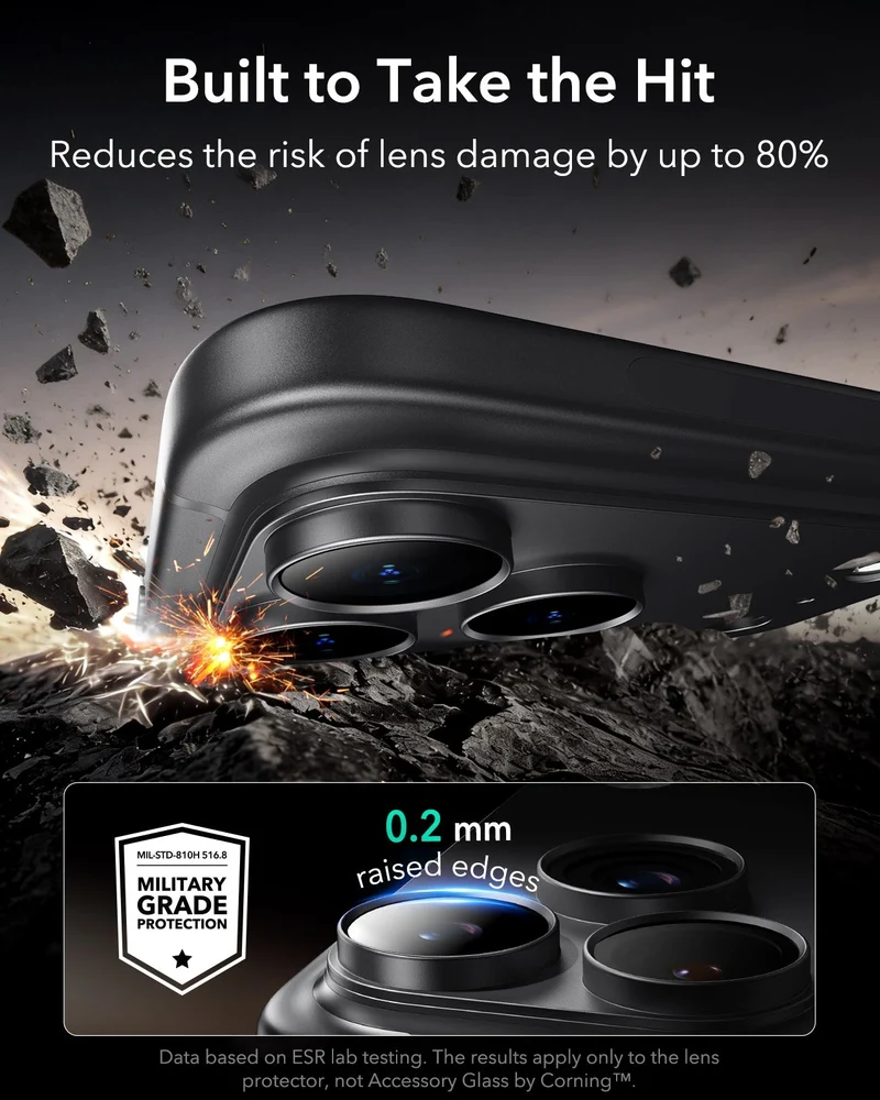 iPhone 18 Pro Armorite® Pro Camera Lens Protector (Full Coverage) - Matte Black