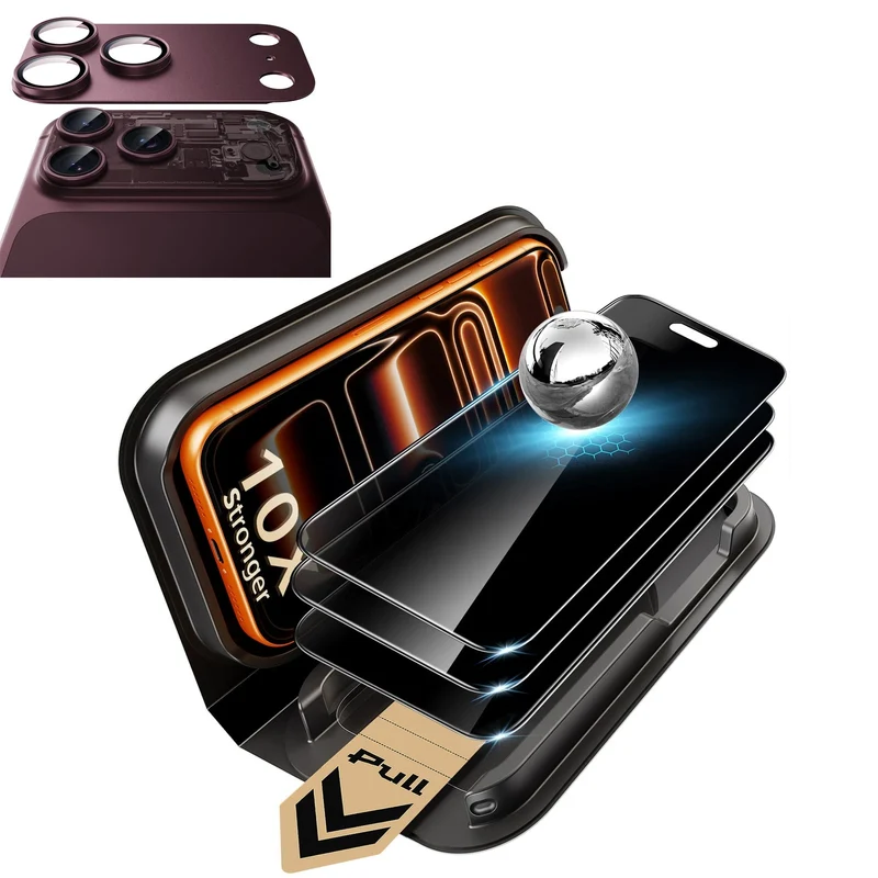 iPhone 18 Pro Bundle Armorite® Pro Privacy Screen Protector and Camera Lens Protector (Full Coverage) - Deep Burgundy