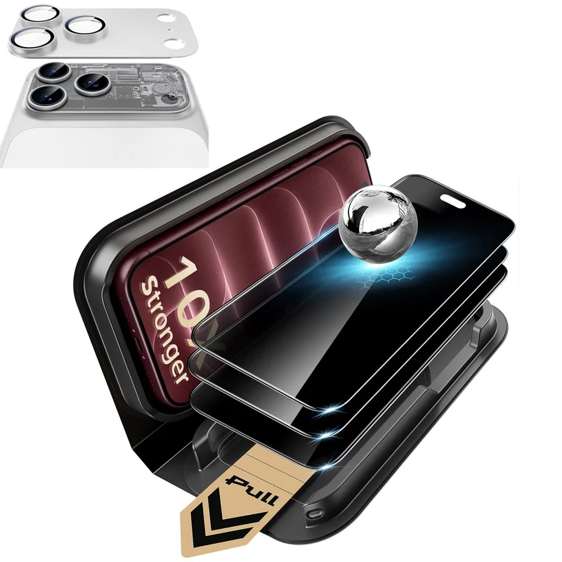 iPhone 18 Pro Bundle Armorite® Pro Privacy Screen Protector and Camera Lens Protector (Full Coverage) - Silver
