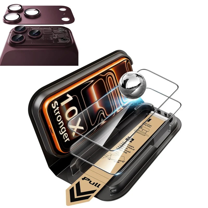 iPhone 18 Pro Max Bundle Armorite® Pro Screen Protector and Camera Lens Protector (Full Coverage) - Deep Burgundy