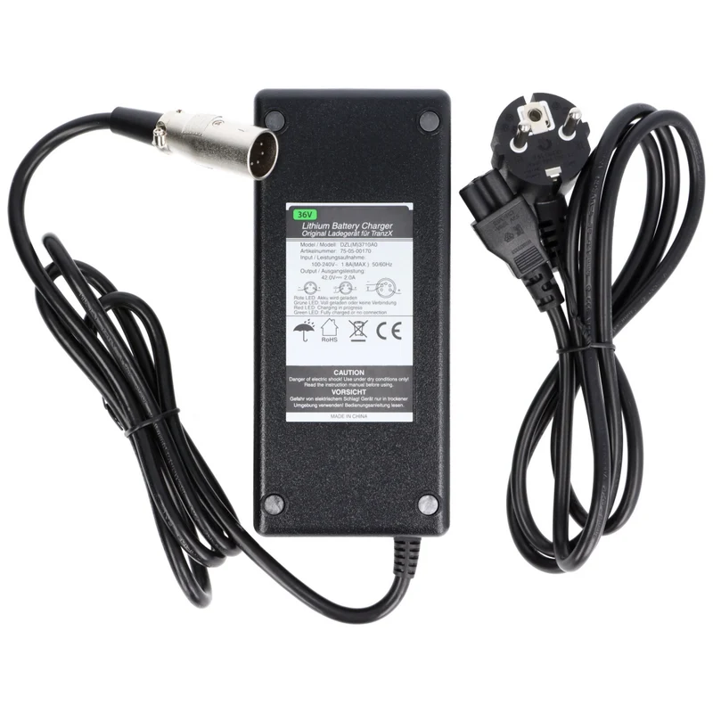 CH-02 42.0V 2.0A E-Bike Charger XLR 5-pin for 36V TranzX Battery Charger From MARATRON