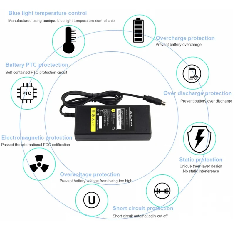 42V 2A Ninebot Electric Scooter Charger Round RCA Connector Compatible with 36V Li-ion Battery for Xiaomi M365 Segway