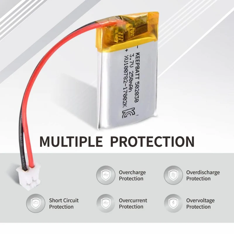 502030 Lipo 3.7V 250mAh Lithium Polymer Battery for Bluetooth Headsets