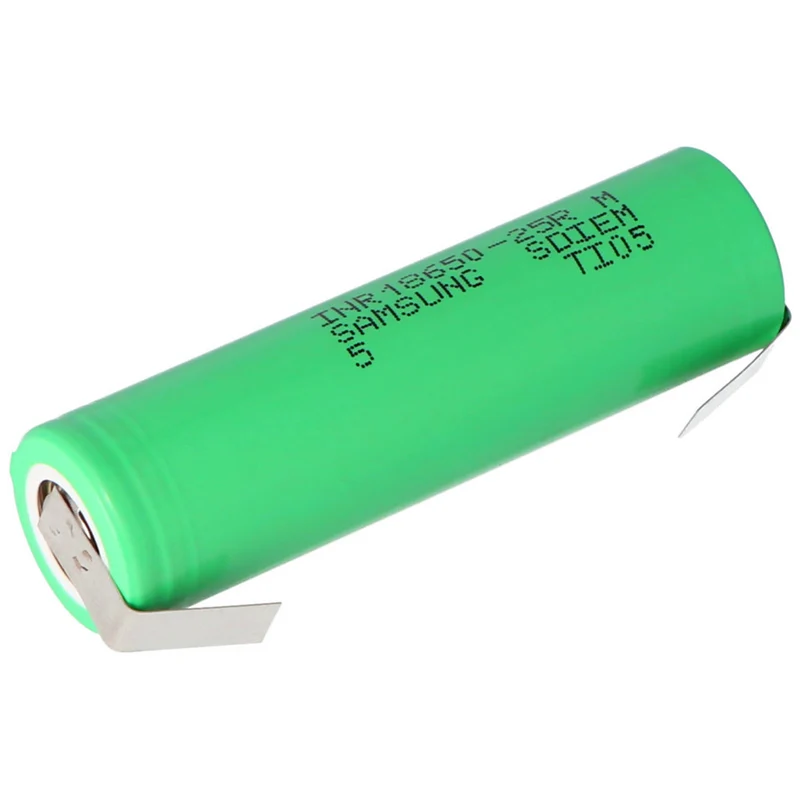 2pcs INR1860-25R 2500mAh 3.6V-3.7V Unprotected U-shaped Soldering Lugs