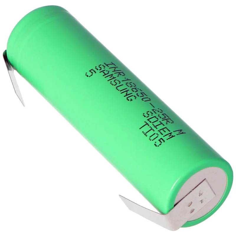 2pcs INR1860-25R 2500mAh 3.6V-3.7V Unprotected U-shaped Soldering Lugs