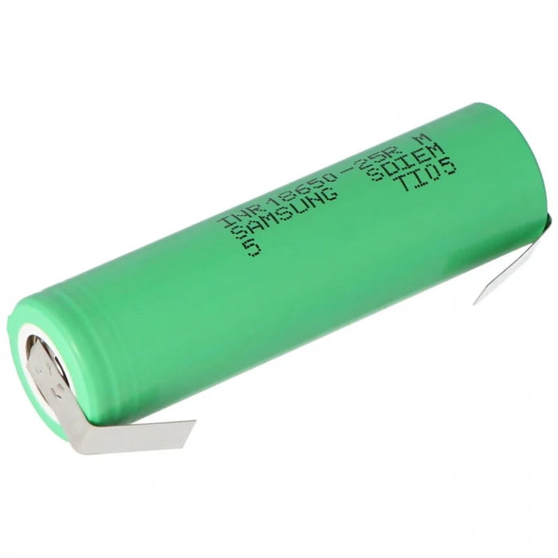 2packs INR18650-25R 2500mAh 3.6V-3.7V Unprotected with Solder Tag U Shape