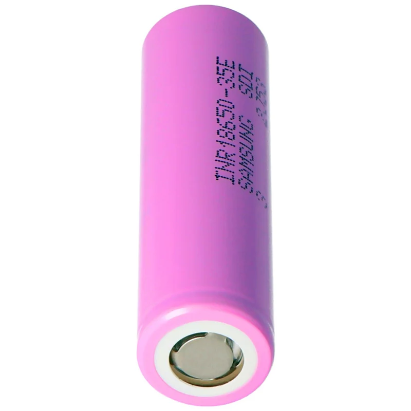 INR18650-35E 3.6 volt battery 3500mAh 18.55x65.25mm flat positive pole, selectable with or without soldering lugs