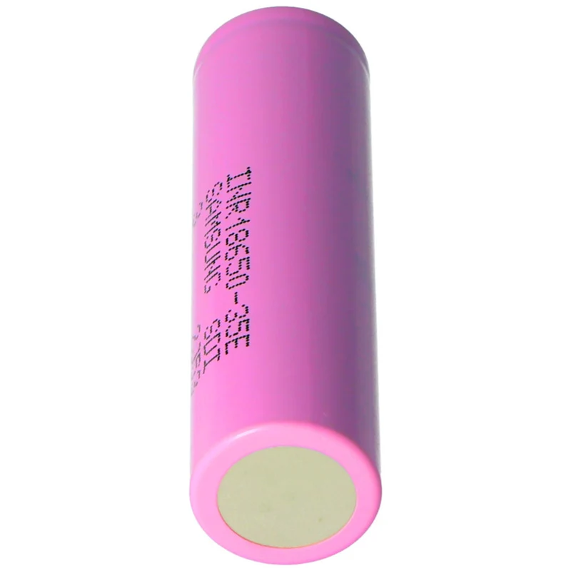 INR18650-35E 3.6 volt battery 3500mAh 18.55x65.25mm flat positive pole, selectable with or without soldering lugs