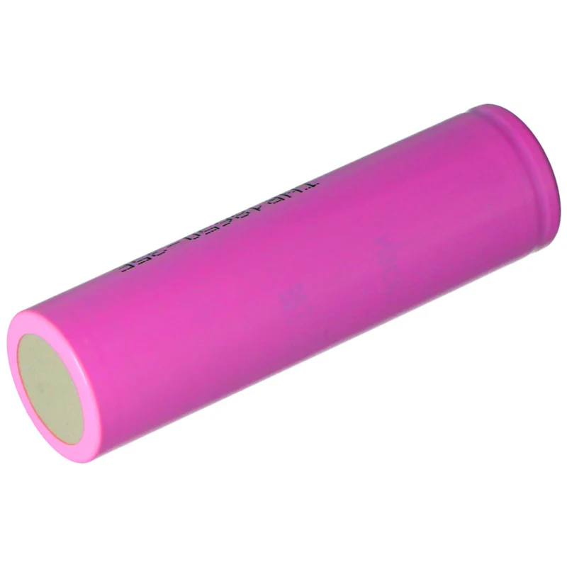 INR18650-35E 3.6 volt battery 3500mAh 18.55x65.25mm flat positive pole, selectable with or without soldering lugs