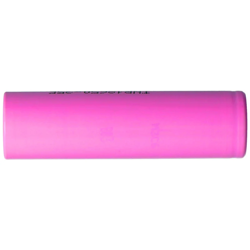INR18650-35E 3.6 volt battery 3500mAh 18.55x65.25mm flat positive pole, selectable with or without soldering lugs