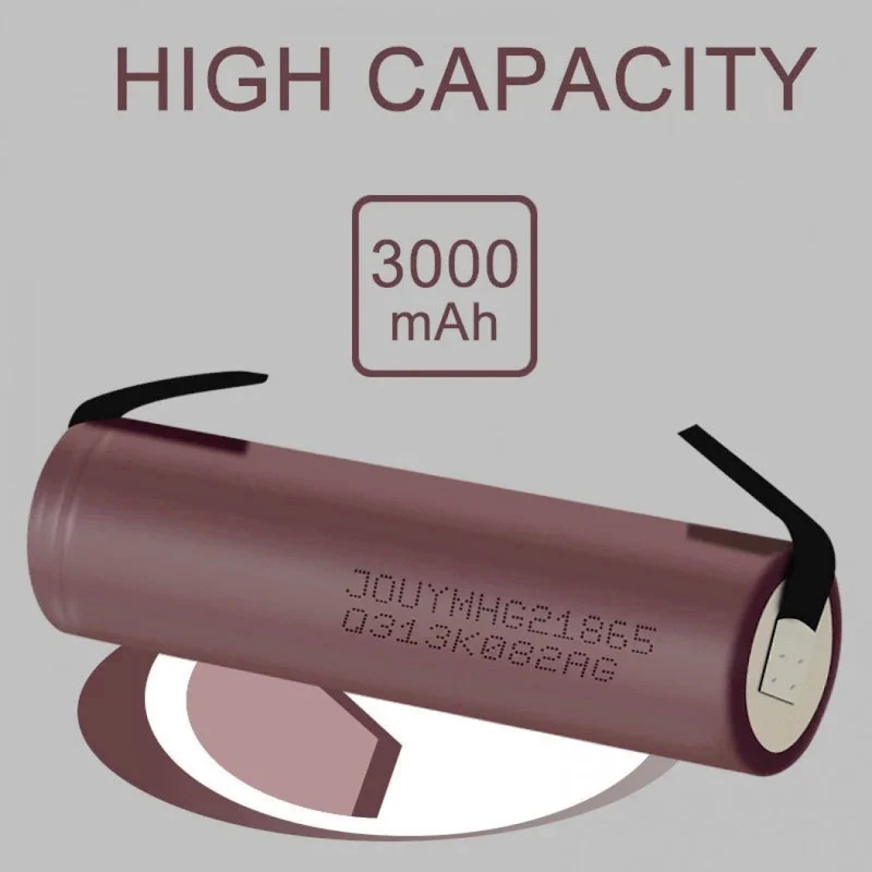 3.7V 3000 mAh HG2 18650 battery 20A original high discharge mia nickel strip