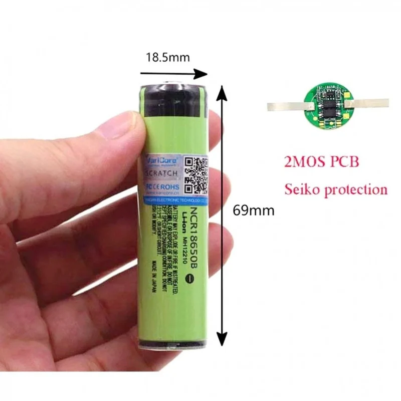 Original 3.7V 3400mAh 18650 Battery Protected NCR18650B Rechargeable Li-Ion Battery With PCB