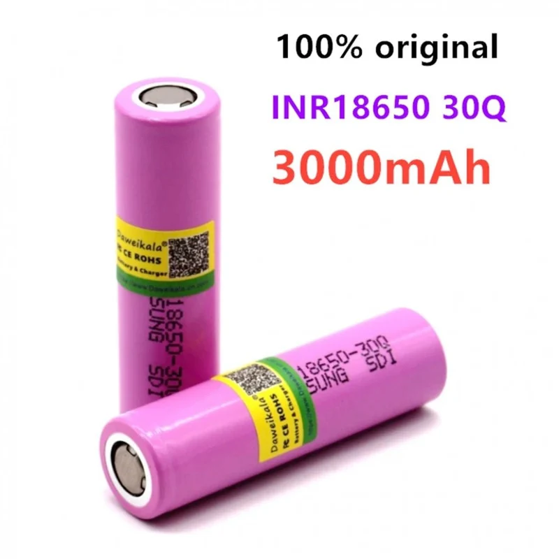 3.7V 3000mAh INR18650 30Q Li-ion Battery Discharge 15A Rechargeable Batteries Flashlight