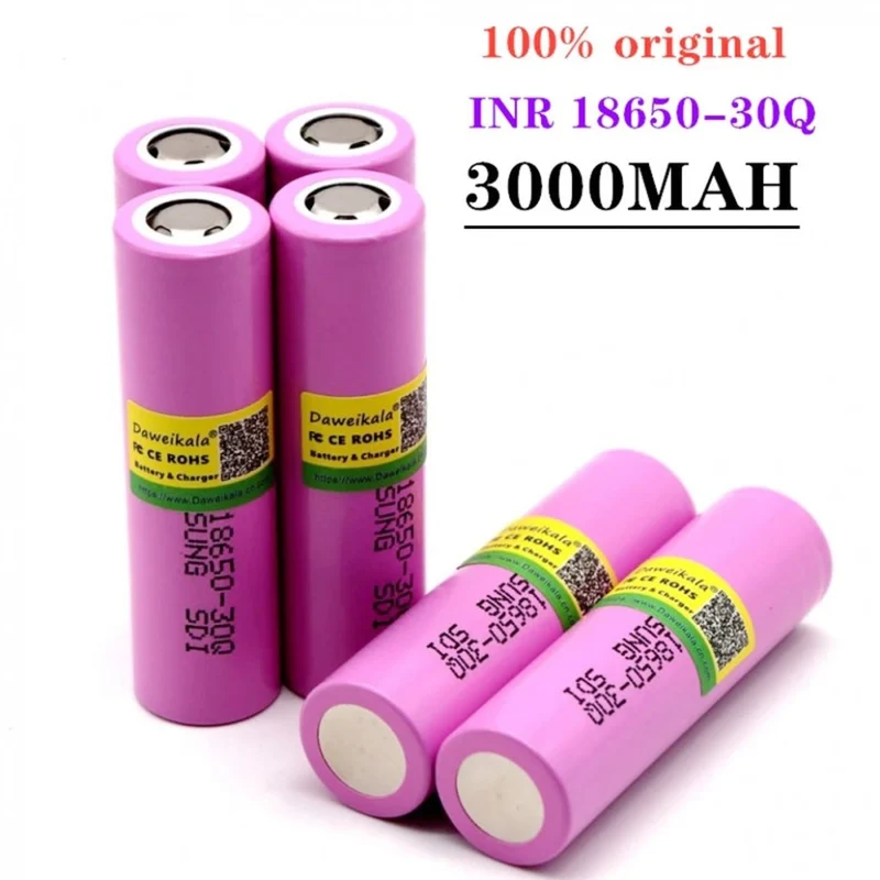 3.7V 3000mAh INR18650 30Q Li-ion Battery Discharge 15A Rechargeable Batteries Flashlight