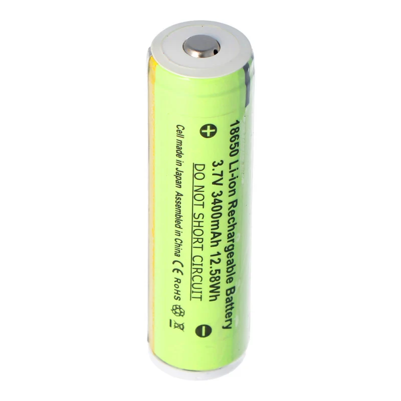 18650 Li Ion battery with 3400mAh and its own protective circuit, please note approx. 69 x 18.61mm