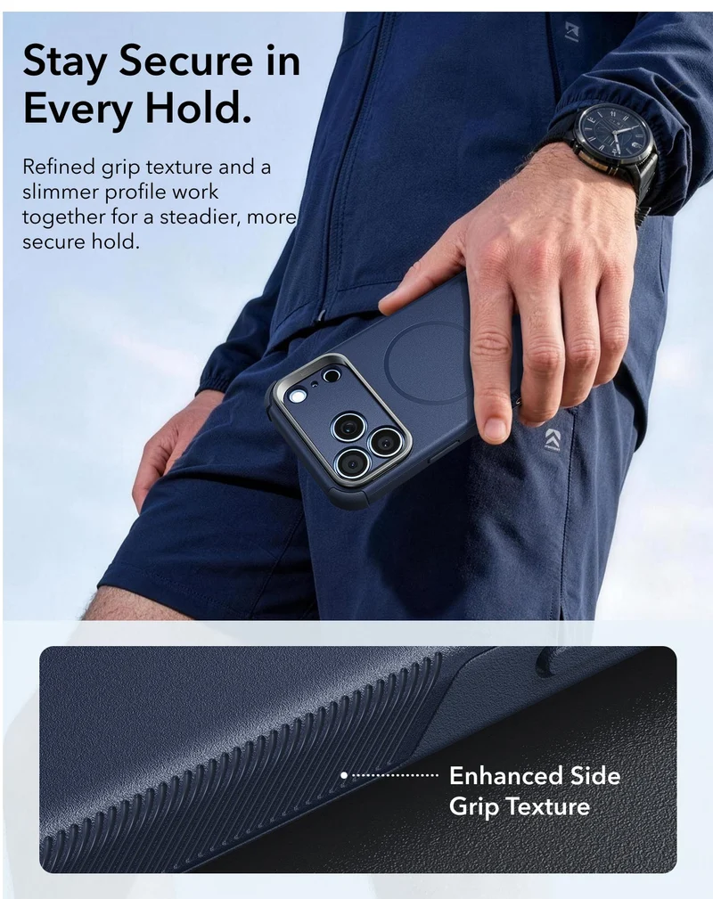 iPhone 18 Pro Cyber Tough Magnetic Case with Camera Control and Flex Stand - Navy Blue