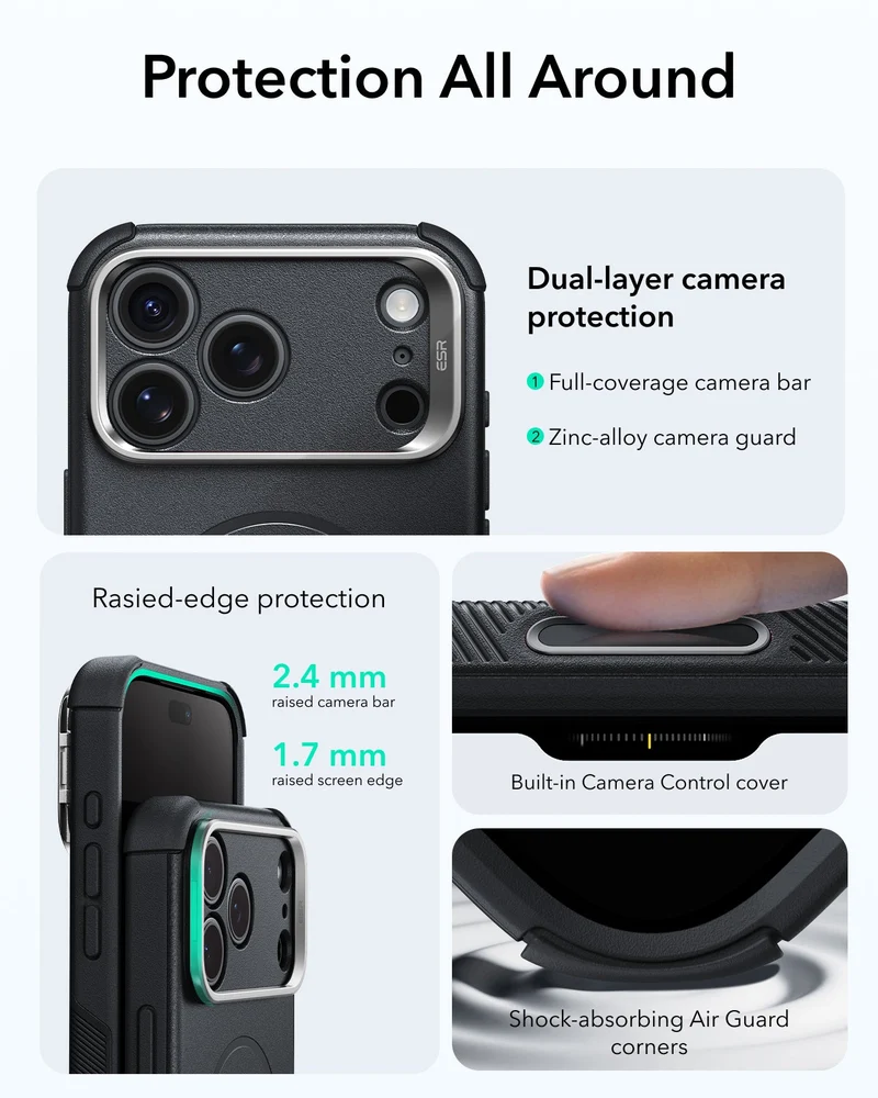 iPhone 18 Pro Bundle Cyber Tough Magnetic Case with Camera Control and Flex Stand, Plus Armorite®️ Screen Protector - Black