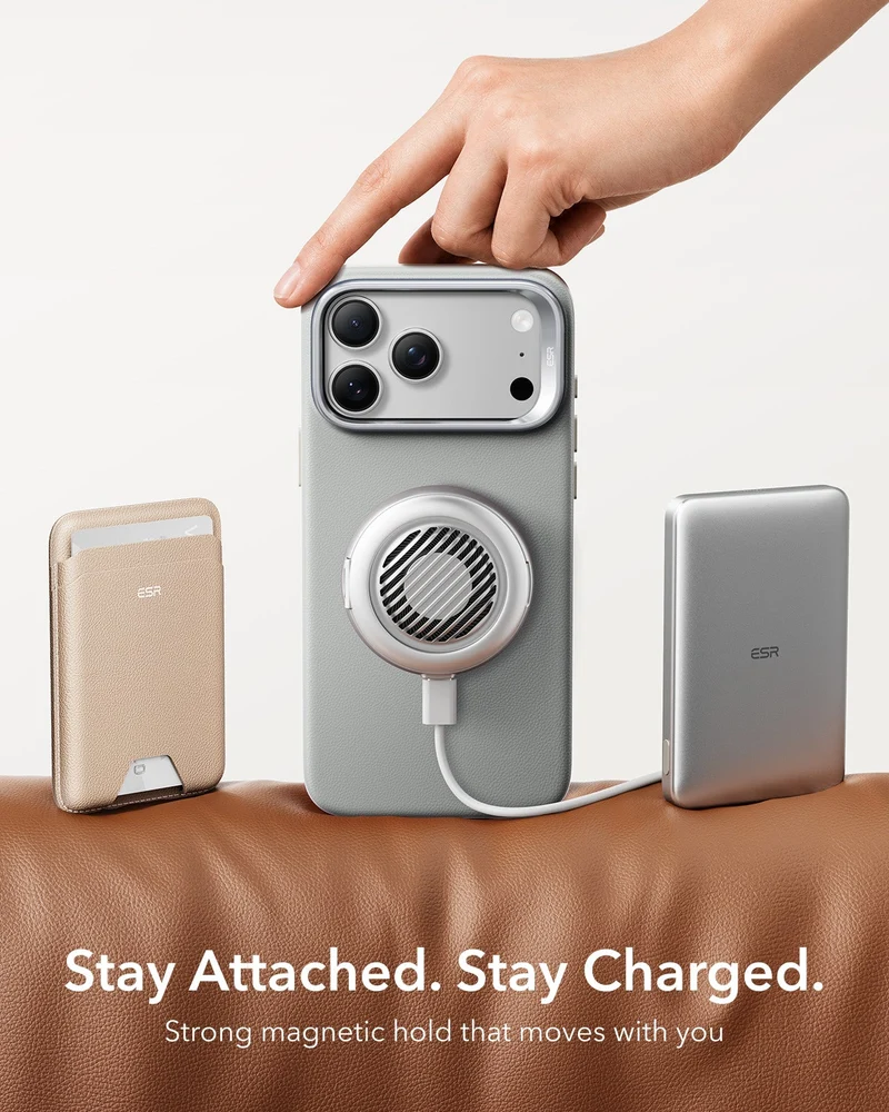 iPhone 18 Pro Max Bundle Atelier Silicone Leather Magnetic Case with Camera Control and Flex Stand, Plus Armorite®️ Pro Privacy Screen Protector - Light Gray
