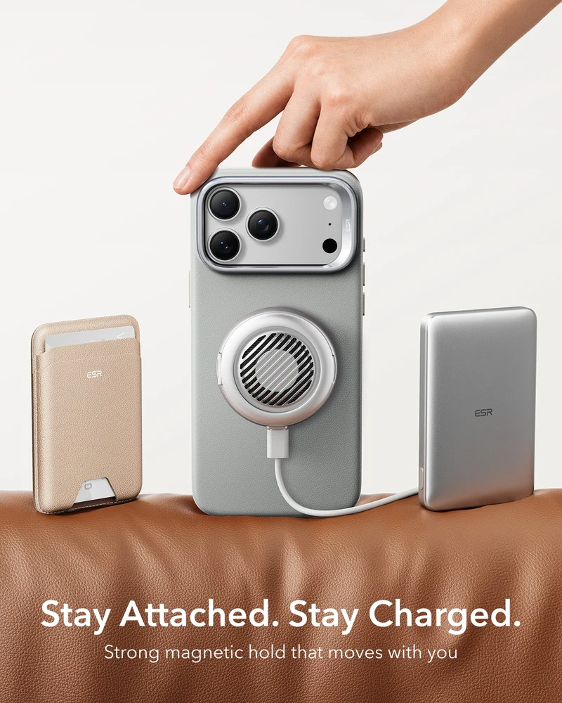 iPhone 18 Pro Bundle Atelier Silicone Leather Magnetic Case with Camera Control and Flex Stand, Plus Armorite®️ Pro Privacy Screen Protector - Light Gray