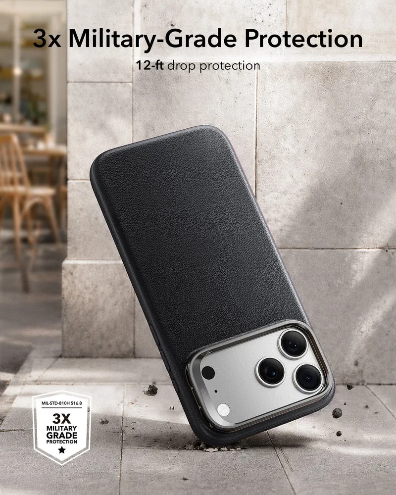 iPhone 18 Pro Atelier Silicone Leather Magnetic Case with Camera Control and Flex Stand - Black