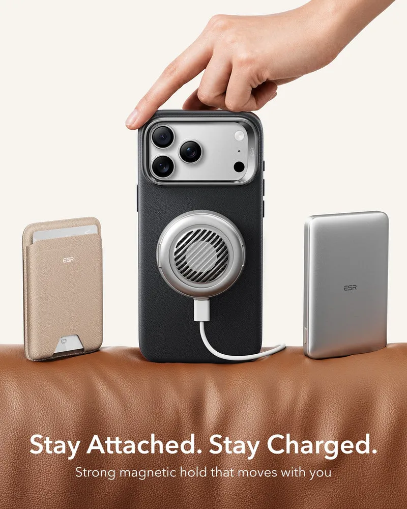 iPhone 18 Pro Atelier Silicone Leather Magnetic Case with Camera Control and Flex Stand - Black