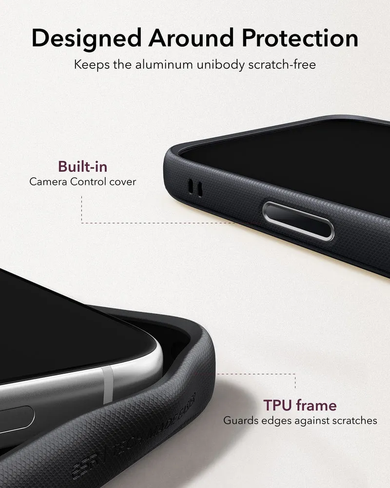 iPhone 18 Pro Atelier Silicone Leather Magnetic Case with Camera Control and Flex Stand - Black