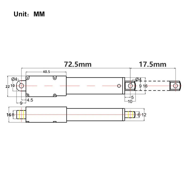 6V 12V 24V Micro Vérin Électrique 188N Actionneur Linéaire Course 17.5mm (Modèle: 0041642)