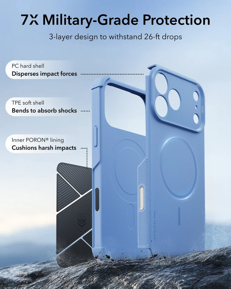iPhone 18 Pro Max Bundle Cyber Tough Magnetic Case & Armorite®️ Privacy Screen Protector - Misty Blue